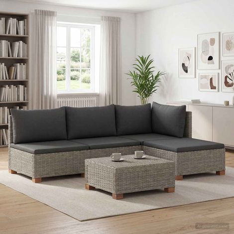vidaXL 5 uds. Conjunto de Lounge de Ratán con Cojines GENDT Gris Kubu (1/5)