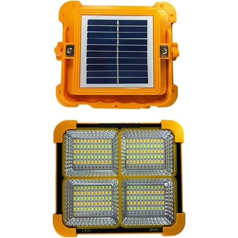 Projecteurs LED d'extérieur, Projecteur LED Solaire Portable, Lumière D'inondation Rechargeable, Panneau Photovoltaïque D'extérieur, Lampe De Poche De Secours, Étanche IP66 pour cour, parking, patio, (1/5)