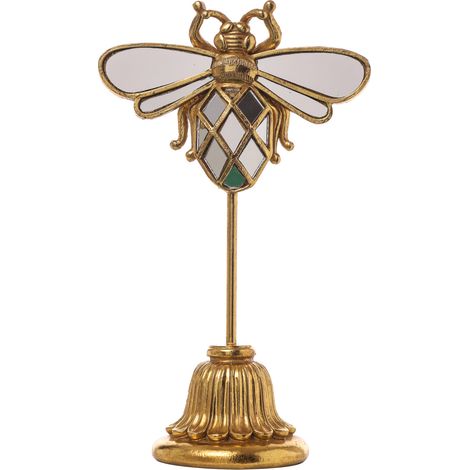 SCARABEO IN RESINA SU BASE ORO 15,5X9X26,5CM DECORAZIONE INTERNO CASA DESIGN
