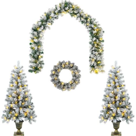 Ensemble de mini sapins de Noël 120 cm 275 LED Blanc chaud PVC vidaXL (1/5)