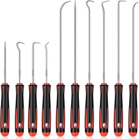 Coffret de 10 outils de précision (crochets et extracteurs) pour vérins hydrauliques, joints toriques et joints d'étanchéité. Coffret d'outils universel pour l'industrie automobile. (1/5)