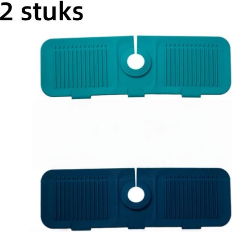 Tapis d'égouttage en 2 pièces - Silicone - Convient aux éviers étroits - Tapis antidérapant pour plans de travail de cuisine et salle de bain - 44,4 x 15 cm - Disponible en deux couleurs (1/5)