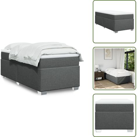 Boxspringbett mit Matratze Dunkelgrau 90x200 cm Stoff - Boxspringbett - Doppelbett - Bettenrahmen - Matratze - Matratzenauflage (1/5)