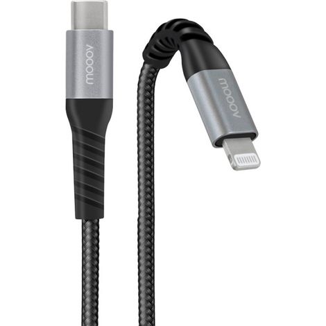 Câble MFI / USB-C renforcé Ultimate pour iPhone iPad 1 m - noir (1/5)