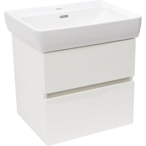 Ensemble meuble avec vasque - Naturel - Project - 52,5 x 51 x 45,3 - Blanc
