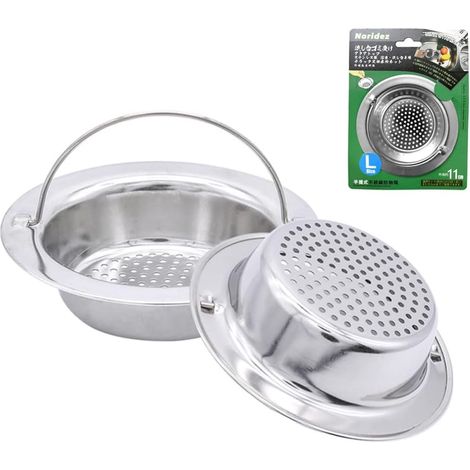 Set di 2 filtri per lavello da cucina con manico, realizzati in acciaio inox di alta qualità, cestello per lavello da cucina, bordo largo, diametro 11 cm