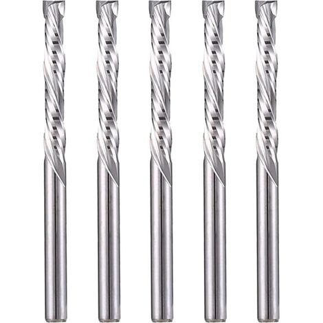 Forêts carbure en spirale - Coupe à double sens - Dimensions : 3,175 x 22 mm - Pour fraises à bois à compression CNC - Lot de 5 pièces (1/5)