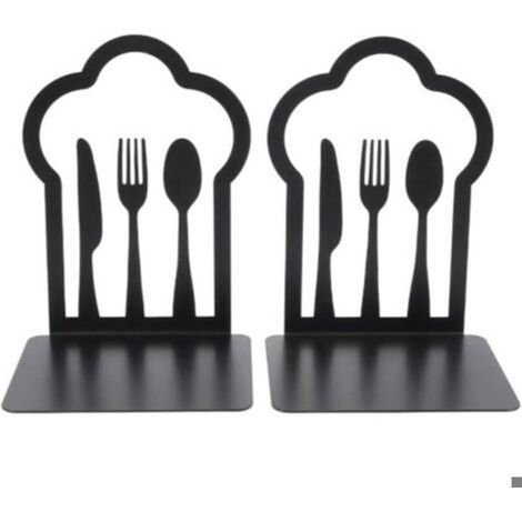 paire de serre-livres en métal robuste Design unique Pour cuisine, maison, école, bureau, bibliothèque Noirdengyank (1/5)