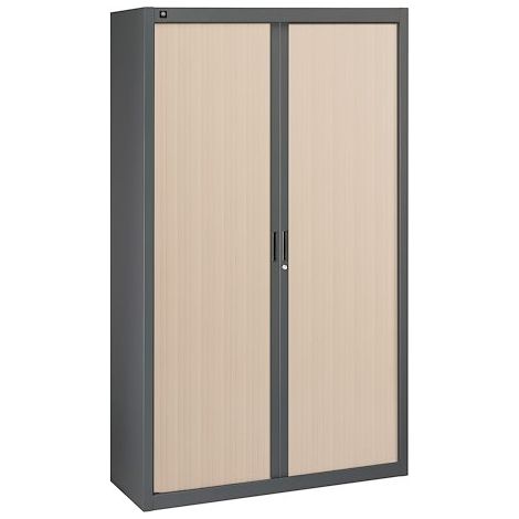Armoire à rideaux démontables 200 x 120 cm anthracite - portes chêne clair - Maxiburo