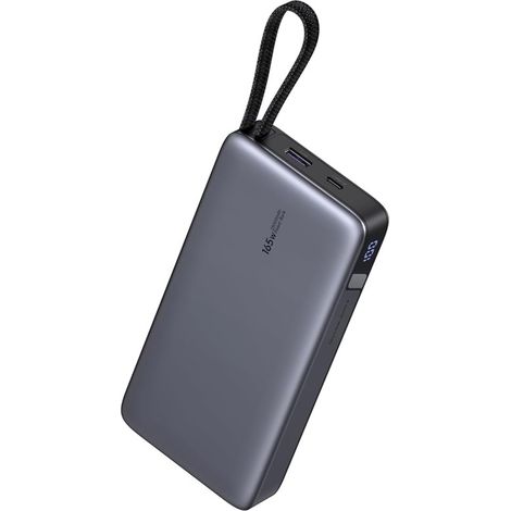 165W Batterie Externe 25000mAh 2 Câble USB C Intégré 140W Power Bank Portable Charge Rapide 2 Port PD 3.1 Écran LED