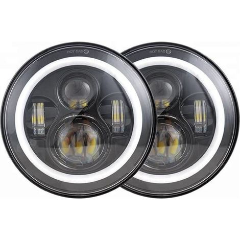 Phare Wrangler de 7 pouces, cercle complet, ouverture œil d'ange, projecteur de moto, phare LED de voiture modifié (1/4)