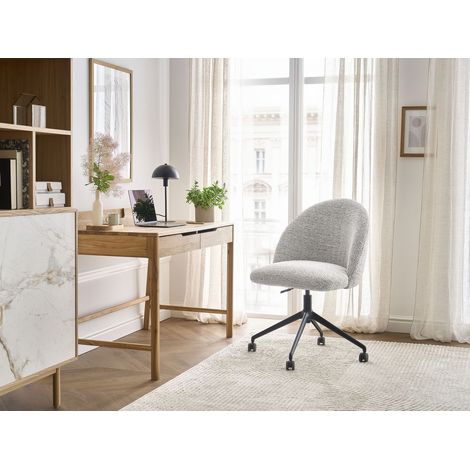BOBOCHIC - Chaise de bureau LALIE tissu chiné et pietement à roulettes avec hauteur ajustable Gris clair (1/5)