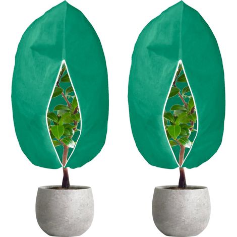 Lot de 2 protections hivernales pour plantes - 100 x 120 cm - Protection hivernale pour plantes en pot - Avec fermeture éclair - Pour palmiers - Olivier - - 70 g/m² (1/5)