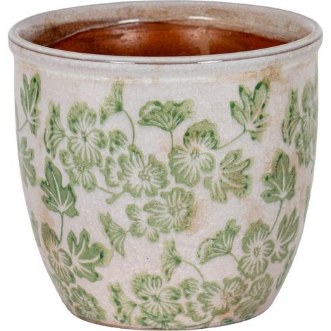 Small Green Clover Planter Pot - Ceramic - L16 x W16 x H14 cm - White