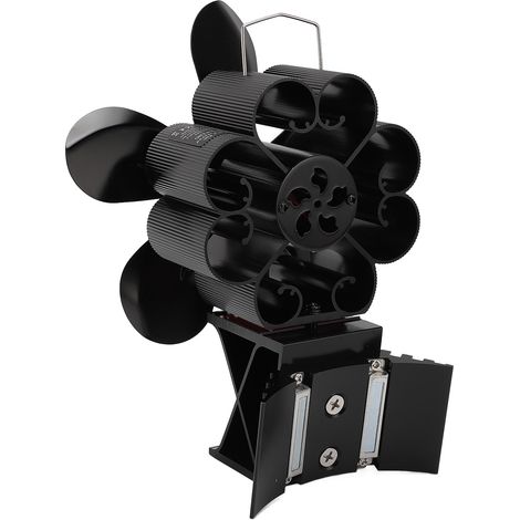 5-Blatt-Ofenlüfter mit Wärmeantrieb, magnetischem Thermometer und Kaminbrenner