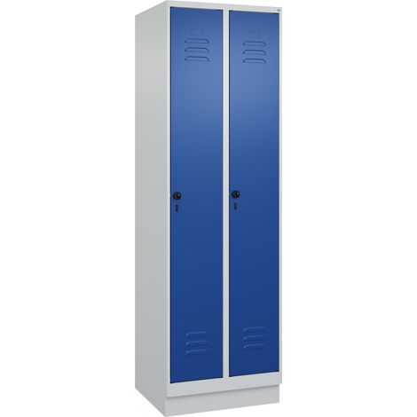 Garderobenschrank m.Sockel H1950xB600xT500mm lichtgrau/enzianblau 2 Abteile C+P (1/5)