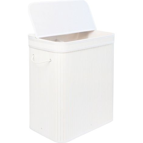 Bamboo Laundry Bin With Lid, Removable Washable Bag (1/5)
