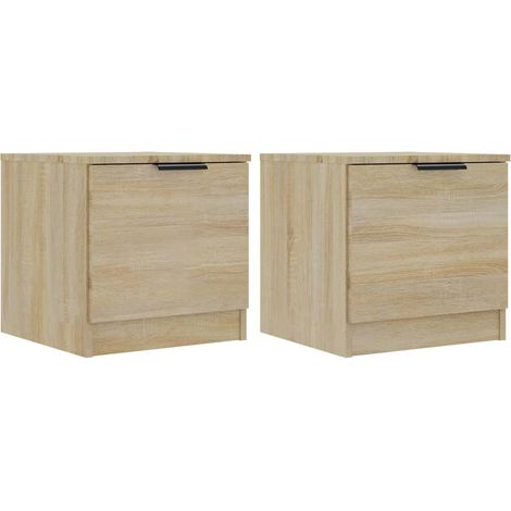 Set 2 comodini con vano con anta 40 x 39 x 40 cm in multistrato color rovere DEC035267