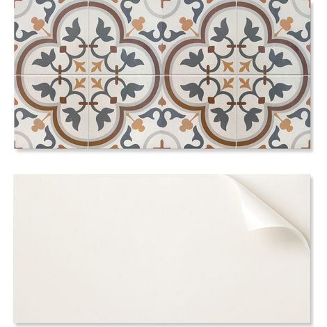 Panel decorativo de vinilo con gr谩ficos para cocina o ba帽o, 100x50 cm, estampado floral a cuadros.