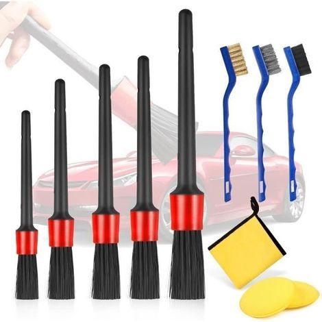 Pinceau à Détail de Voiture,Brosse Nettoyage Voiture,11pcs Kit Nettoyage,Brosse Jante Voiture,Pinceau Poussiere Ordinateur (1/4)