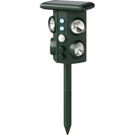 Répulsif solaire à ultrasons Gatti 5 modes capteur PIR flash LED