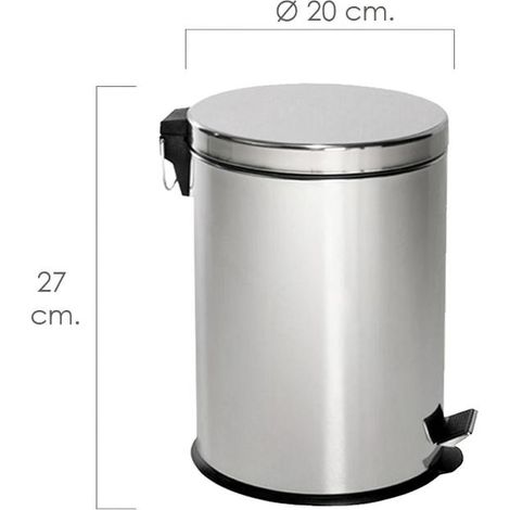 MAURER papelera maurer inoxidable 5 litros ø 20 x 27 cm. , Papelera inoxidable Maurer - Medidas: 20x27 cm.- Capacidad 5 litros.- Color plata.- Inoxidable
