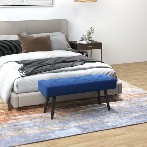 Pied Tabouret Multifonctionnel Pieds Siège Rembourré Entrée Couloir Foncé Acier Bleu 100x36x45cm