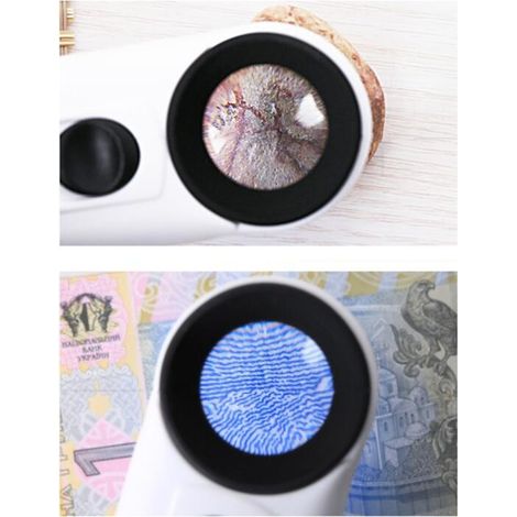 Loupe grossissante 40x avec 2 LED pour examiner cartes, timbres et bijoux
