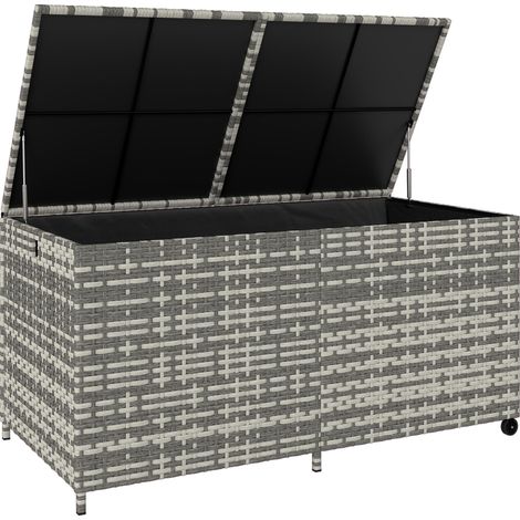 Coffre de jardin en résine tressée, coffre de rangement extérieur 650 L imperméable avec double fermeture éclair