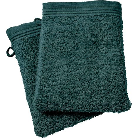 Lot de 2 Gants de Toilette éponge Spa 15 x 21 cm / 400 GR/m² (Emeraude, Lot de 2 Gants de Toilette Spa 15 x 21 cm) (1/4)