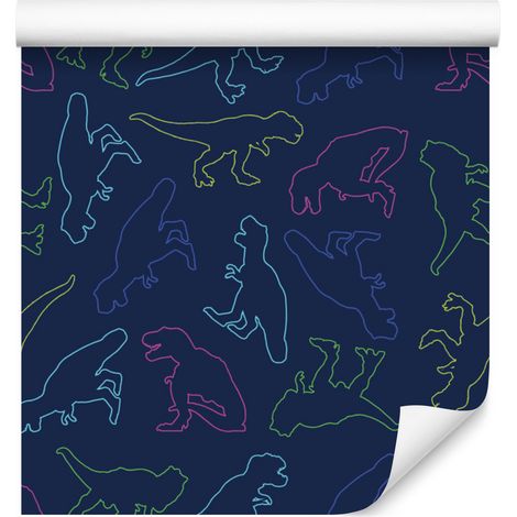 Papel pintado de dinosaurios coloridos para salón y dormitorio, 50x1000 cm. (1/5)