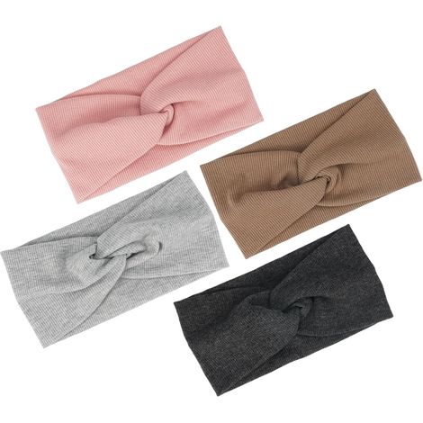 Bandeau Cheveux Femme Hiver en Coton élastique pour L'automne Et l'hiver 4 Pièces Taille Unique pour les Femmes et les Filles,Bandeau Cheveux Croisé Tricoté , Bandeau Confortable Fin Chaud Large (1/5)