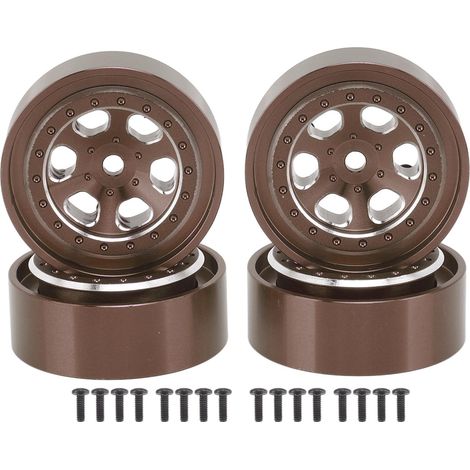 Lot de 4 jantes en alliage d'aluminium 1,3 pouces 6 trous pour Traxxas TRX4M 1/18 RC Crawler - Bronze (1/5)