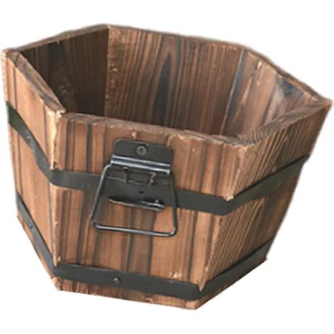 Jardinire en tonneau de bois pour jardin extrieur (1/5)