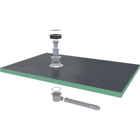 Océan Receveur de douche 1200x800 mm, recoupable et à carreler. Étanchéité renforcée, 40 mm d'épaisseur, inclut kit étanchéité, bonde et tuyau (1/5)