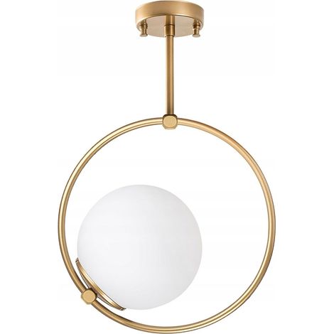 NUA AYDINLATMA - Lustre Chandelier DOLUNAY-3903 - Finition Dorée et Globe Blanc - Design Contemporain - Voir photos (1/5)