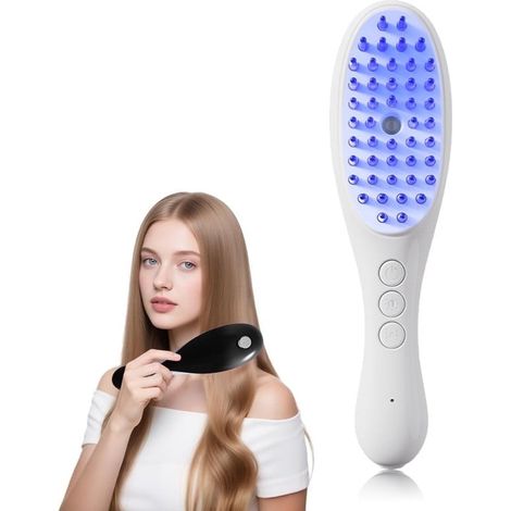 Kopfmassagegerät – Elektrische Massagebürste – Vibrationsmassagekamm – Rotlicht – Sprühfunktion – Schwarz (1/4)