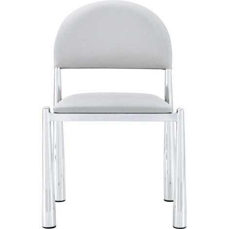 Chaise repas 80 cm 2 chaises dossier demi-rond cuir pu piètement métal assise rembourrée style moderne élégant robuste (1/5)