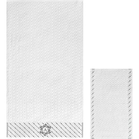 Set Asciugamano Copiola Salvietta Bagno In Spugna 100% Cotone Con Iniziali Lettere, misuraSet 2coloreJ (1/5)