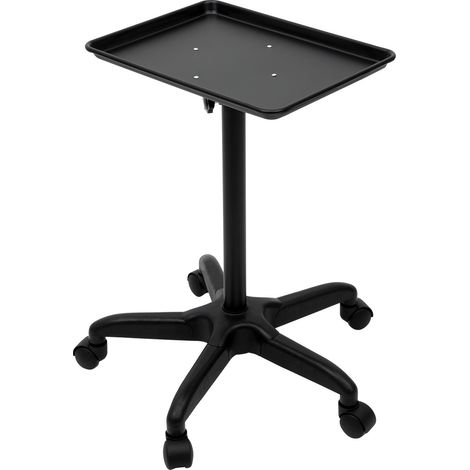 Chariot de coiffure en aluminium - Multifonction mobile - Hauteur réglable de 70 à 110 cm - Pour salon, spa, tatouage - Noir (1/5)