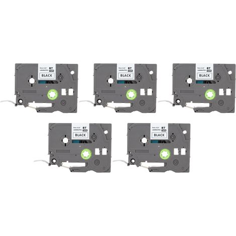 5 Rubans pour étiqueteuse 9mm stratifié imperméable résistant à la décoloration multi-usage compatible PT D210 PT D200 PT H110 PT D400 or sur noir Bze 324 (1/5)