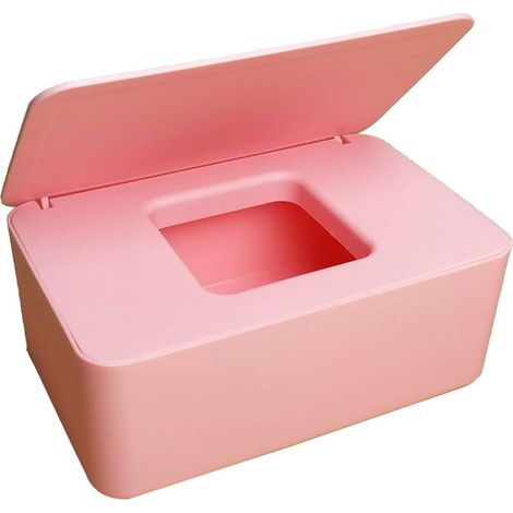 Boîte de rangement pour mouchoirs humides anti-poussière pour bébé, scellée avec couvercle (rose),