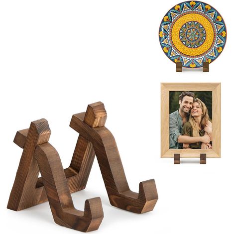 1 Pièce Support Assiette, Bois De Pin, Porte Assiette Table, Présentoir Photo, Décoration Maison (1/5)