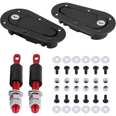 Kit de verrouillage universel pour capot moteur de voiture de course avec goupille de verrouillage encastrée et goupille de verrouillage à clé (1/4)