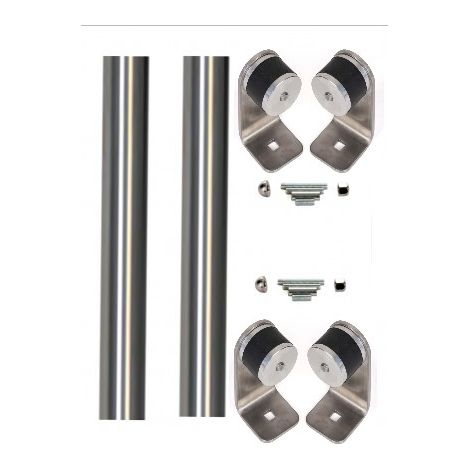 Tiradores" KLOSE besser" : 2 Tubos de 1000 mm / Acero inoxidable 316 / Diám.: 40 mm + 4 Soportes +2 Fijaciones Pasantes.  Recto