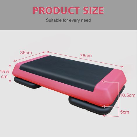 Step aerobica regolabile 76x35x15,5 cm in ABS rosso e nero antiscivolo - MEUBLIV (1/5)