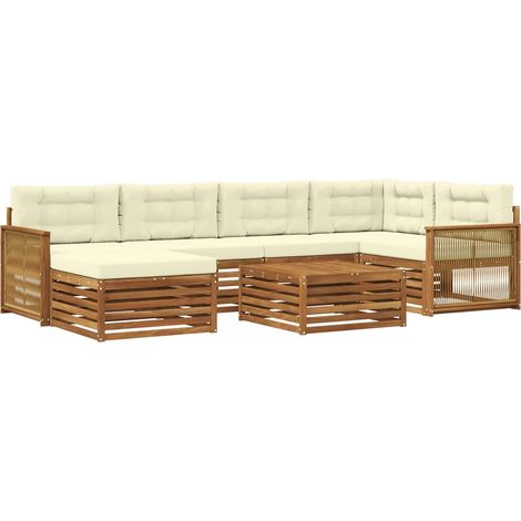 Outdoor Sofa Set 7 pcs Natural and Cream vidaXL (1/5)