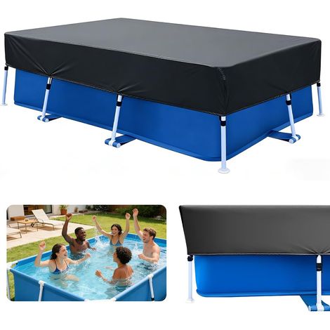 Bâche Piscine Rectangulaire 220 150 cm Couverture Piscines Rectangulaires Bâche été Hiver Modèle Cordon Serrage Résistante 220 150CM (1/5)