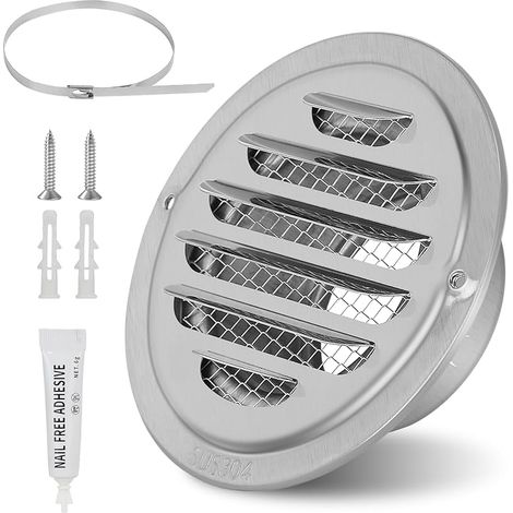 Grille Aeration Ronde 80mm Inox avec Métallique Fine Maille pour Cuisine, Salle de Bain, Exterieur (1/5)