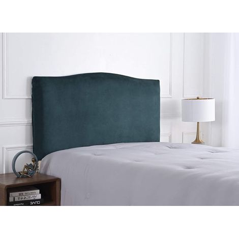 Housse de tête de lit, housse de tête de lit en velours, protection élastique pour tête de lit, vert paon (1/5)